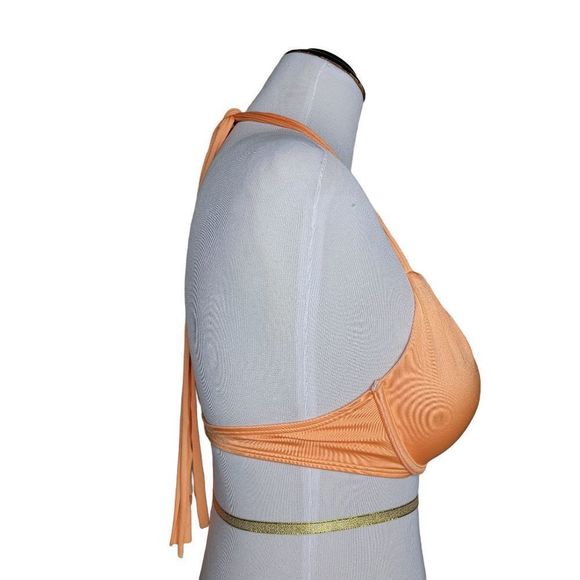 Relisting! Victorias Secret Push Up Fringe Strap Bikini Swim Top Orange 34C - Picture 1 of 13